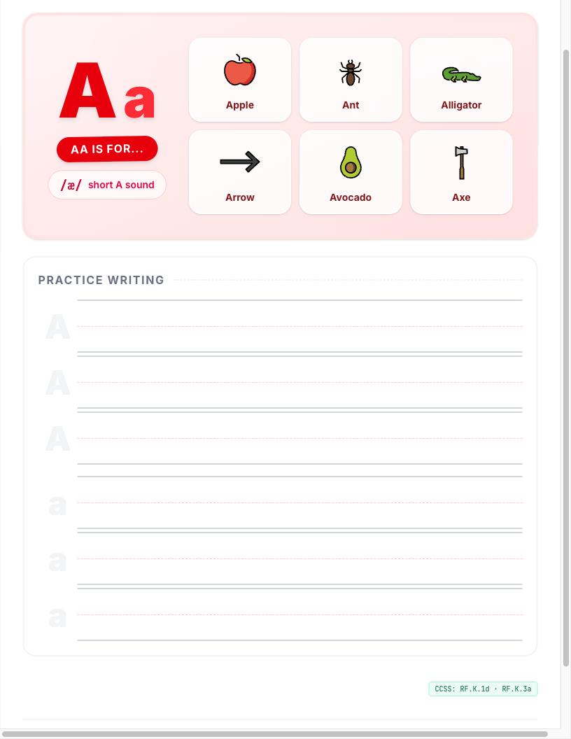 Kindergarten Letters A–Z worksheet preview